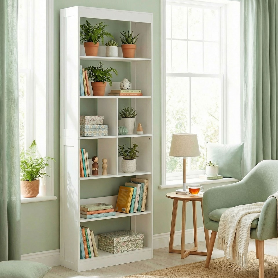 image 1 of HOMCOM Bookcase, 6-Tier Bookshelf with Anti-Tipping Design