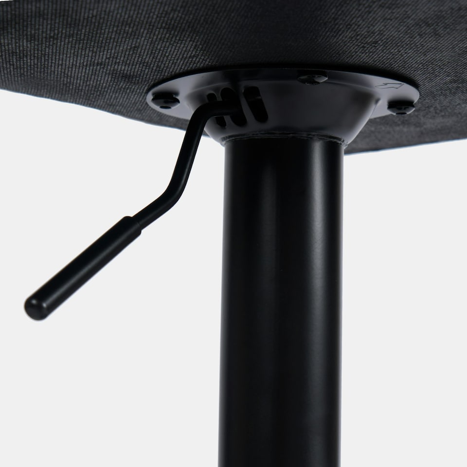 image 1 of OHS 2 x Faux Fur Ribbed Swivel Height Adjustable Counter Bar Stools Black