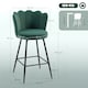 image 5 of HOMCOM Bar Stools Set of 2, Modern Velvet-Feel Barstools with Petal Backrest and Footrest, Upholstered Breakfast Bar Chairs with Metal Legs for Kitchen Island Counter, Dining Room, Dark Green