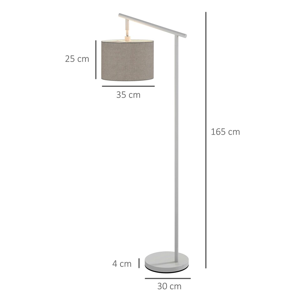 image 1 of HOMCOM Floor Lamp with 350 Degree Rotating Lampshade, Bulb Included, Grey