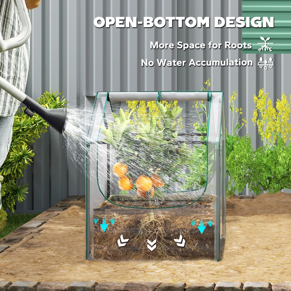 image 1 of Outsunny Raised Garden Bed Planter Box with Greenhouse, Clear