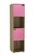 image 1 of 4 -Cube Tall Shelving Unit With Wooden Doors | Brown | Oak & Pink | 1