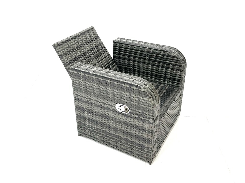 image 1 of Fimous Outdoor Garden Furniture Set Rattan Sofa Dining Table Set with Reclining Chair Side Table Dark Grey Mixed