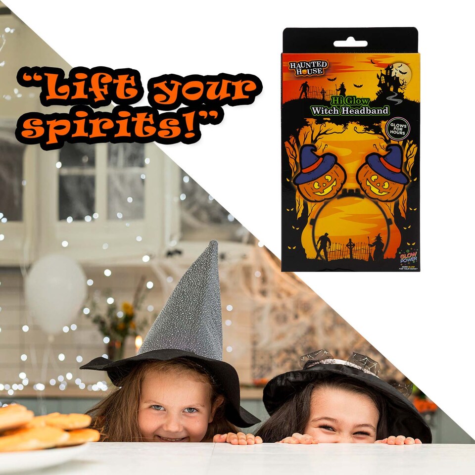 image 1 of PMS Halloween Glow Headband Accessory, Glow-in-the-Dark Witch Headband for Parties and Trick-or-Treat