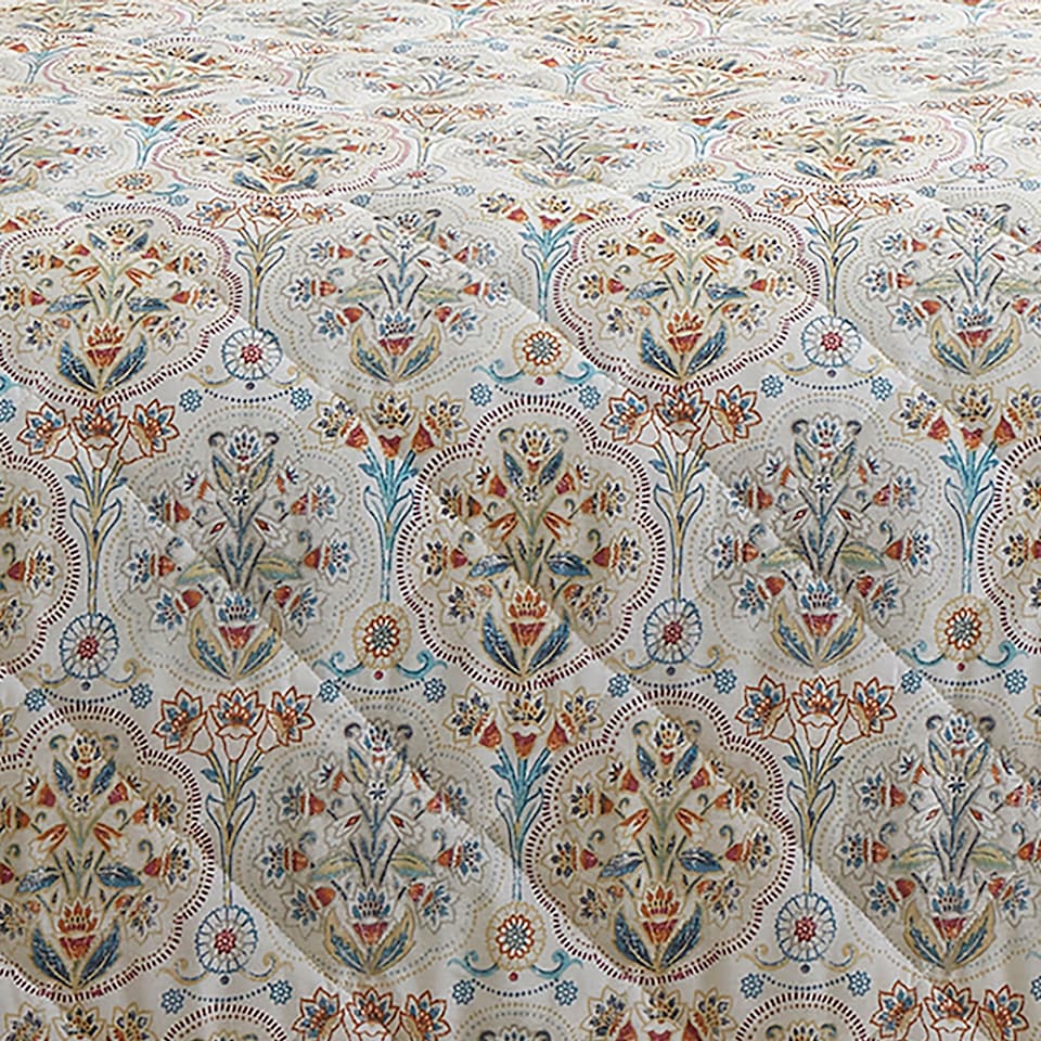 image 1 of D & D Edena Decorative Floral Bedspread Natural