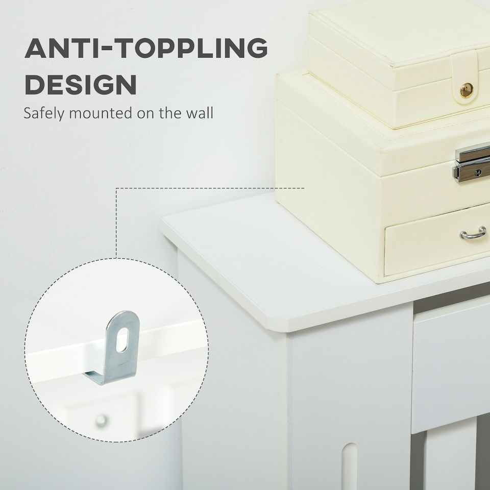 image 1 of HOMCOM Slatted Radiator Cover Painted Cabinet MDF Lined Grill in White (172L x 19W x 81H cm)