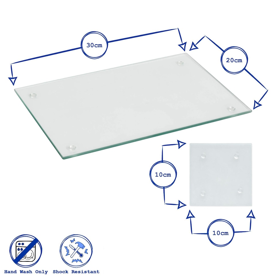 image 1 of Harbour Housewares 12pc Glass Placemats & Coasters Set - 30cm x 20cm - Black | Black | Black