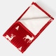 image 3 of OHS Christmas Stag Ribbed Sherpa Fleece Reverse Soft Warm Blanket Throw, Red - 125x160cm