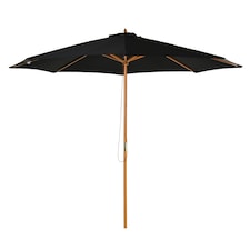 Outsunny 3(m) Wooden Garden Parasol Sun Shade Outdoor Umbrella Black