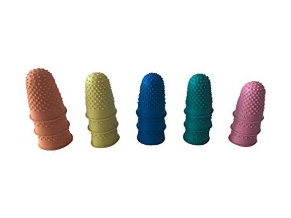 image 1 of Pack of 15 Assorted Size Rubber Thimblettes - Coloured Thimble Finger Cones