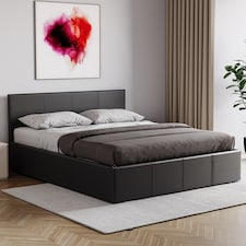 Vida Designs Lisbon 5ft King Size Ottoman Bed Storage Faux Leather, Black, 150 x 200cm