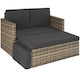 image 1 of Garden Sofa Corfu - 2 seater sofa, stool sun lounger, thick cushions | Cream | nature | 119 x 64,50 x 71,50 cm | 1