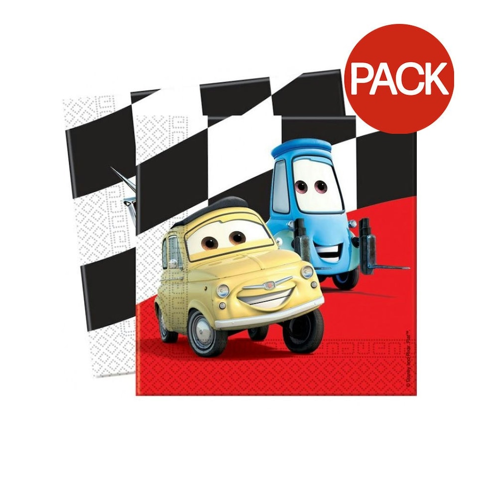 Cars Disposable Napkins (Pack of 16) - Multicoloured - One Size