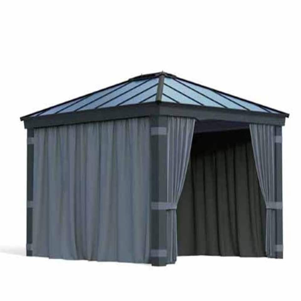 image 1 of Curtain Set for Dallas 12 x 20 Gazebo - Polyester - L212 x W507 cm - Dark Grey