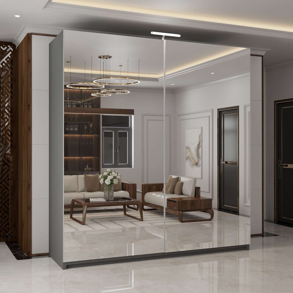 image 1 of Sliding Wardrobes 4U Full Mirror Sliding Wardrobe - Modern Bedroom Storage in 150cm, 203cm and 250cm | Grey | Grey200cm