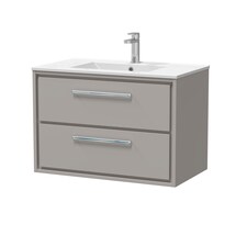 Modern Bathroom Wall Hung 2 Soft-Close Drawer Vanity Unit, Grey, 800mm | Grey | Pebble Grey | 1