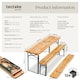 image 6 of Picnic Table and Bench Set Ludwig - 2 benches, table with parasol holder, foldable