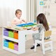 image 3 of COSTWAY 2-in-1 Kids Art Table Set with Chairs Yellow