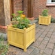 image 3 of Square Wooden Garden Planters in Tan - Pack of 2