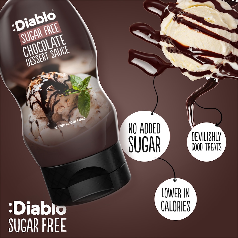 image 1 of Diablo Sugar Free Chocolate Dessert Sauce 360g Twin Pack
