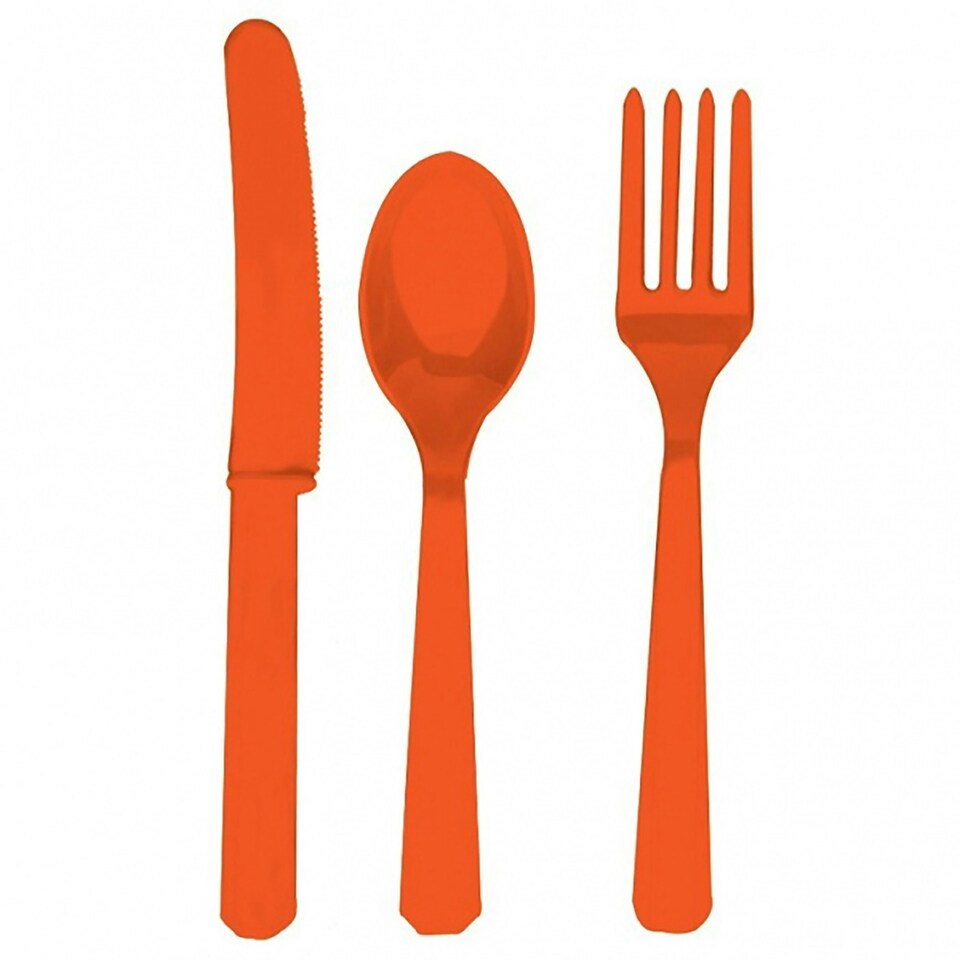 Amscan Plastic Party Cutlery Set (Knives, Forks & Spoons) (Set Of 24