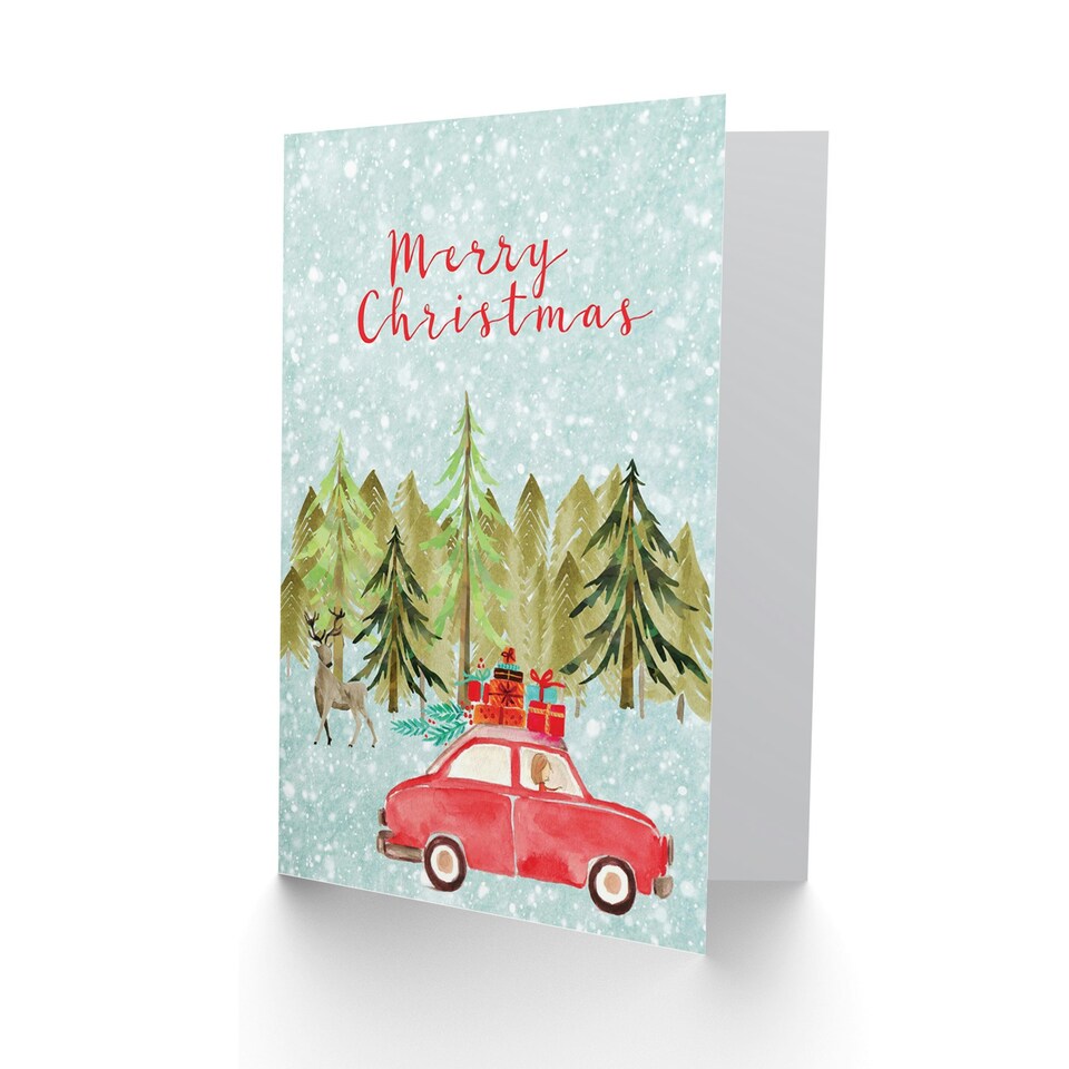 image 1 of Snow Winter Driving home for Christmas Card