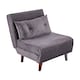 image 7 of Single Sofa Bed Folding Chair Velvet Wooden Legs One Pillow | Grey | One Size