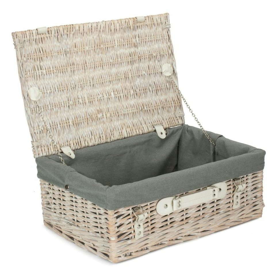 image 1 of 45cm Wicker Picnic Basket with Lining Grey | Grey | One Size