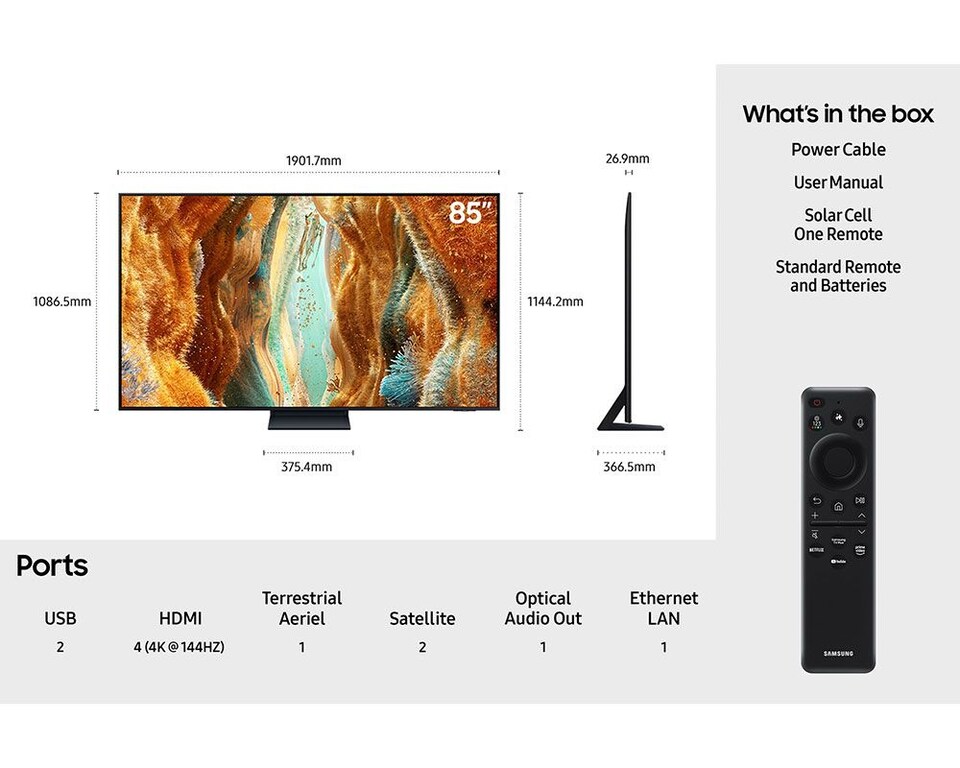 image 1 of Samsung QE85QN73FATXXU 85" QN73F Neo QLED 4K Vision AI Smart TV