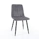 image 7 of Pair of Aspen Cord Fabric Straight Stitch Compact Dining Chairs with Black Tapered Metal Legs | Grey | Grey | 1
