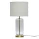 image 1 of First Choice Lighting Walpole Clear Fluted Glass and Antique Brass 49cm Table Lamp with Ivory Fabric Shade Bronze | White