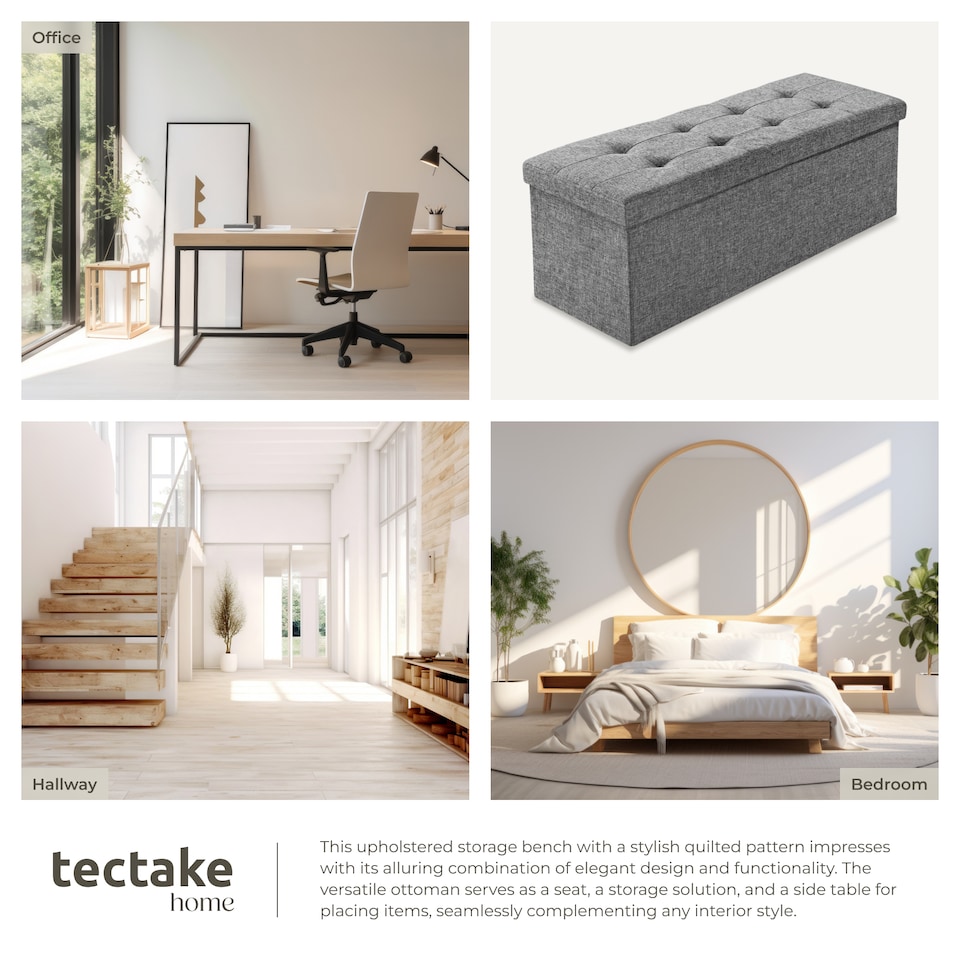 image 1 of Stool - foldable, padded, polyester, large storage space, 110 x 38 x 38 cm | Grey | light grey | 110 x 38 x 38 cm | 1