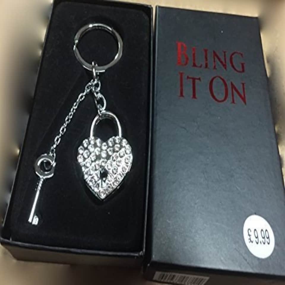 image 1 of Crystals Key & Lock Keychain made with Crystals