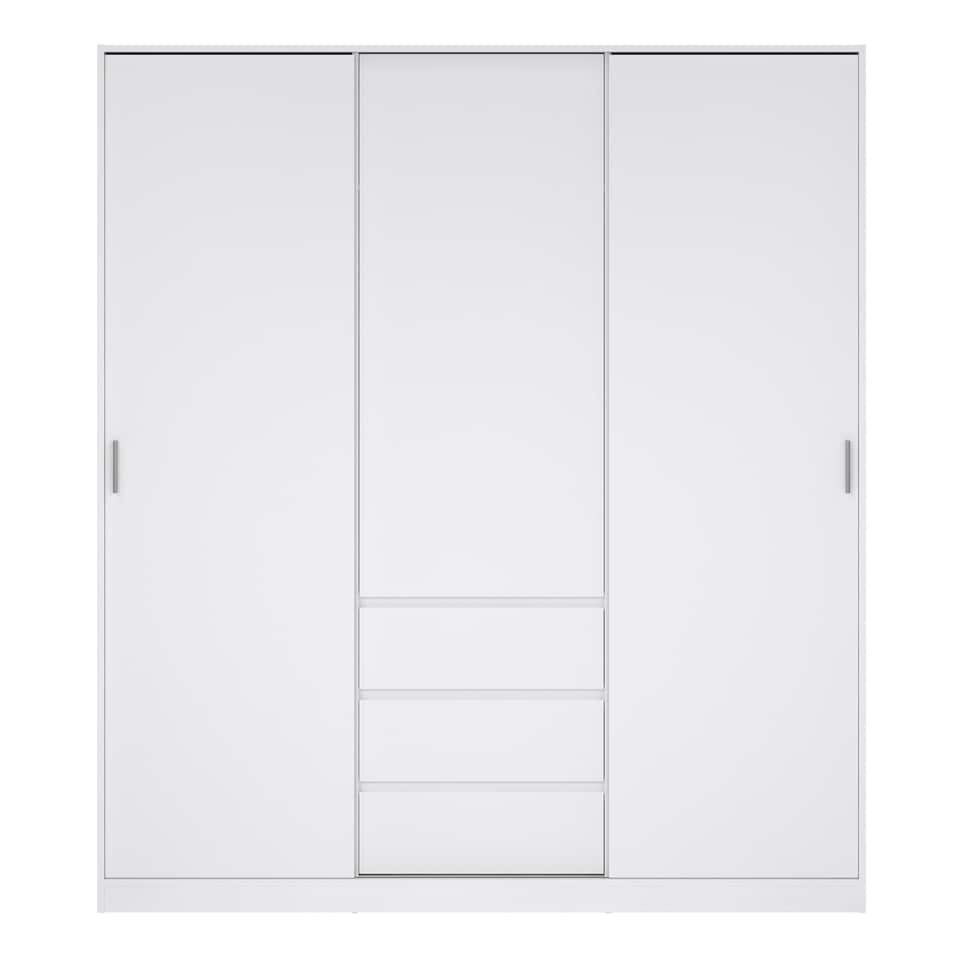 image 1 of Naia Wardrobe with 2 Sliding Doors 1 Door 3 Drawers in White High Gloss