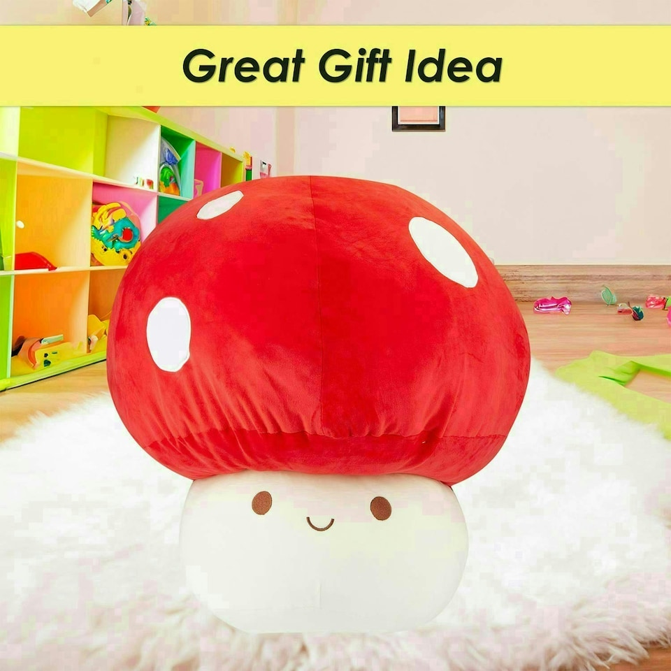 image 1 of Red Mushroom Mochi Soft Toy Cute Plushie Huggable Cuddly Plush 45cm Red