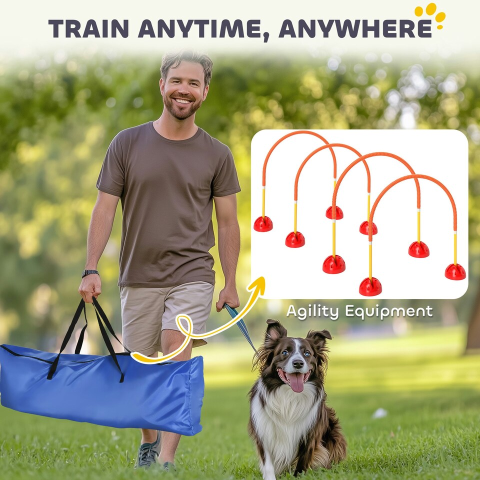 image 1 of PawHut 4-Piece Dog Agility Training Equipment with Bag, Orange