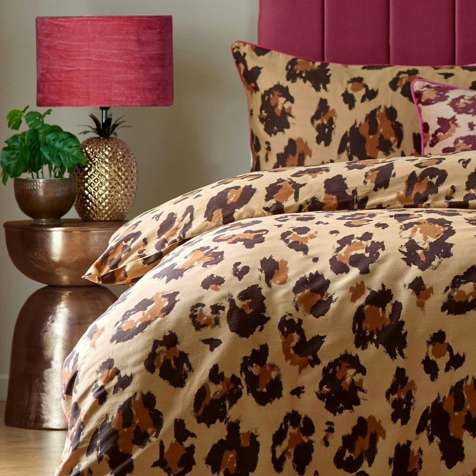 image 1 of furn. True Leopard Printed Super King Duvet Cover Set | Multi | Super King