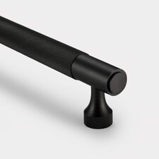 Pushka Home Solid Brass Knurled Bar Handle 224mm - Black