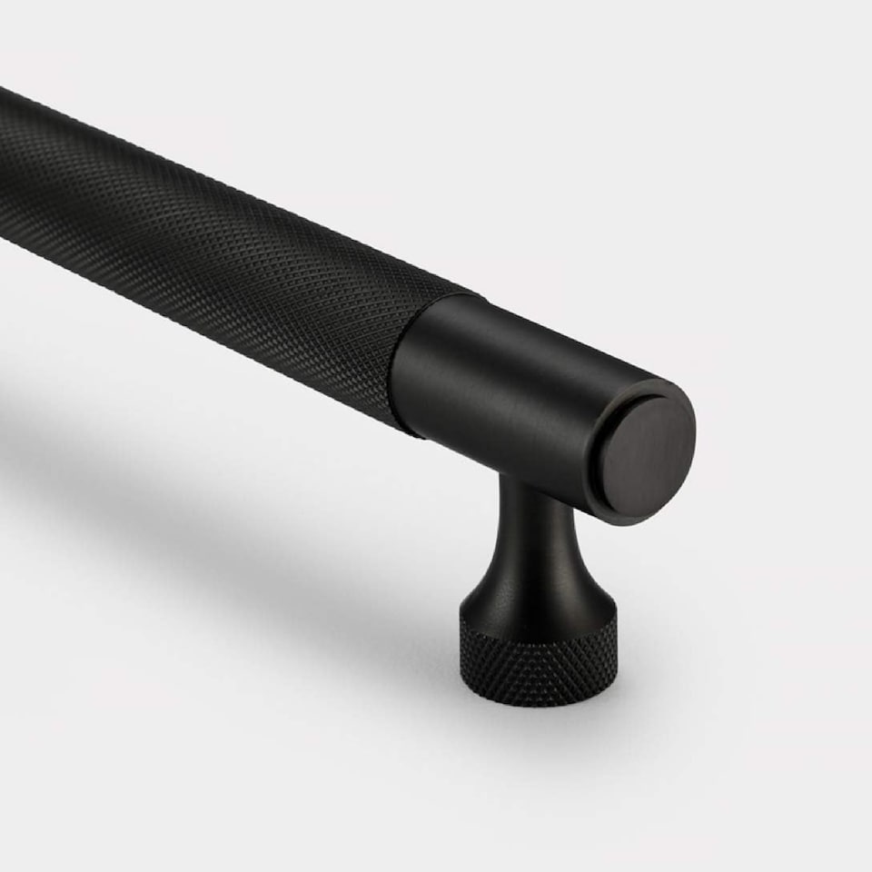 image 1 of Pushka Home Solid Brass Knurled Bar Handle 224mm - Black