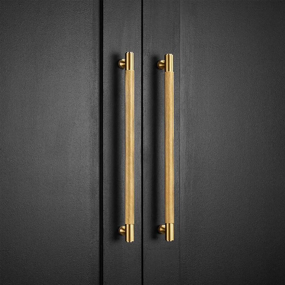 image 1 of Pushka Home Solid Brass Knurled Bar Handle 160mm - Gold