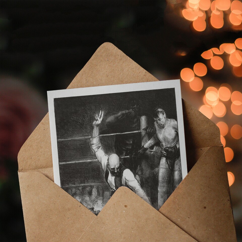 image 1 of George Bellows Counted Out Second Stone Boxing Art Greeting Card