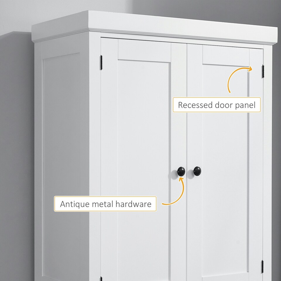 image 1 of HOMCOM Freestanding Kitchen Pantry Cupboard Storage Cabinet with Doors White