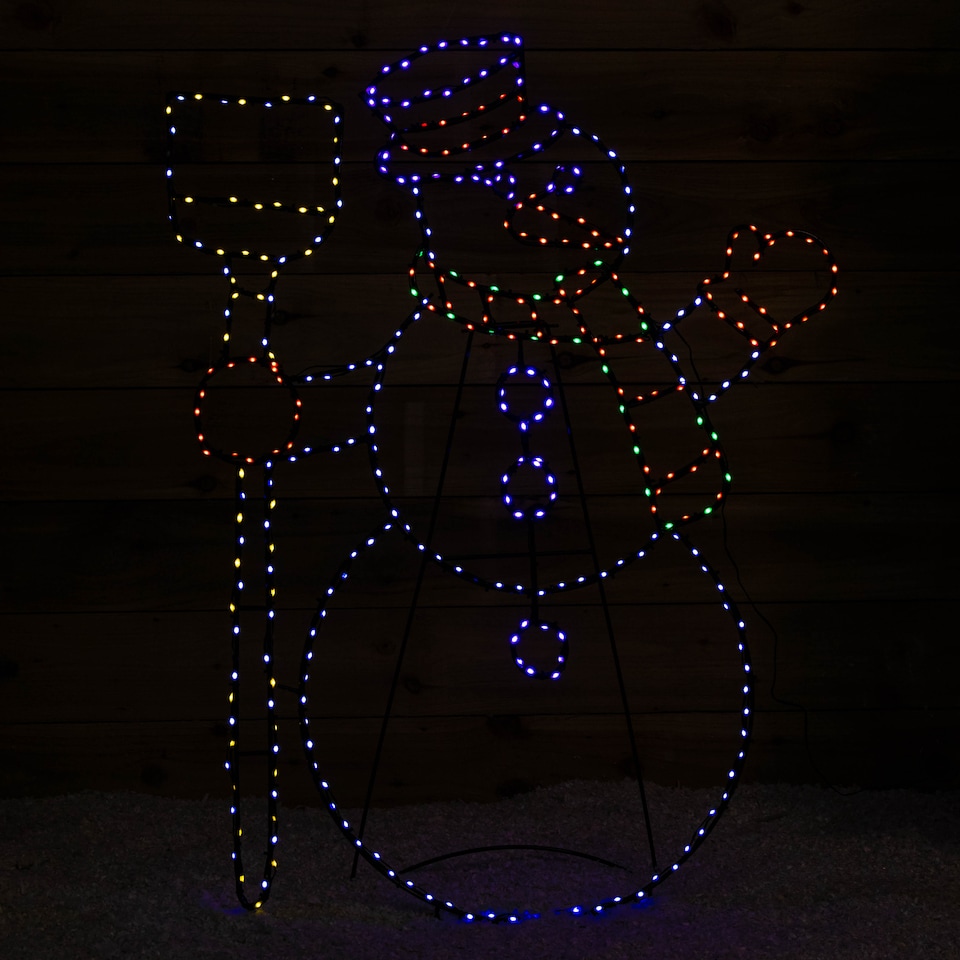 image 1 of 1m x 78cm Light up Standing Christmas Snowman with 390 Multi-Coloured LEDs