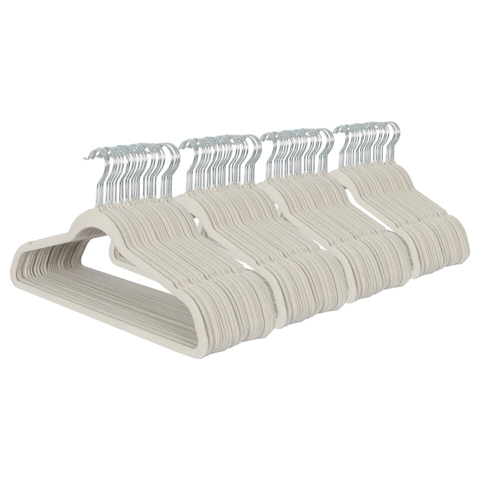 image 1 of Harbour Housewares Non-Slip Velvet Hangers - 45cm - Grey - Pack of 100