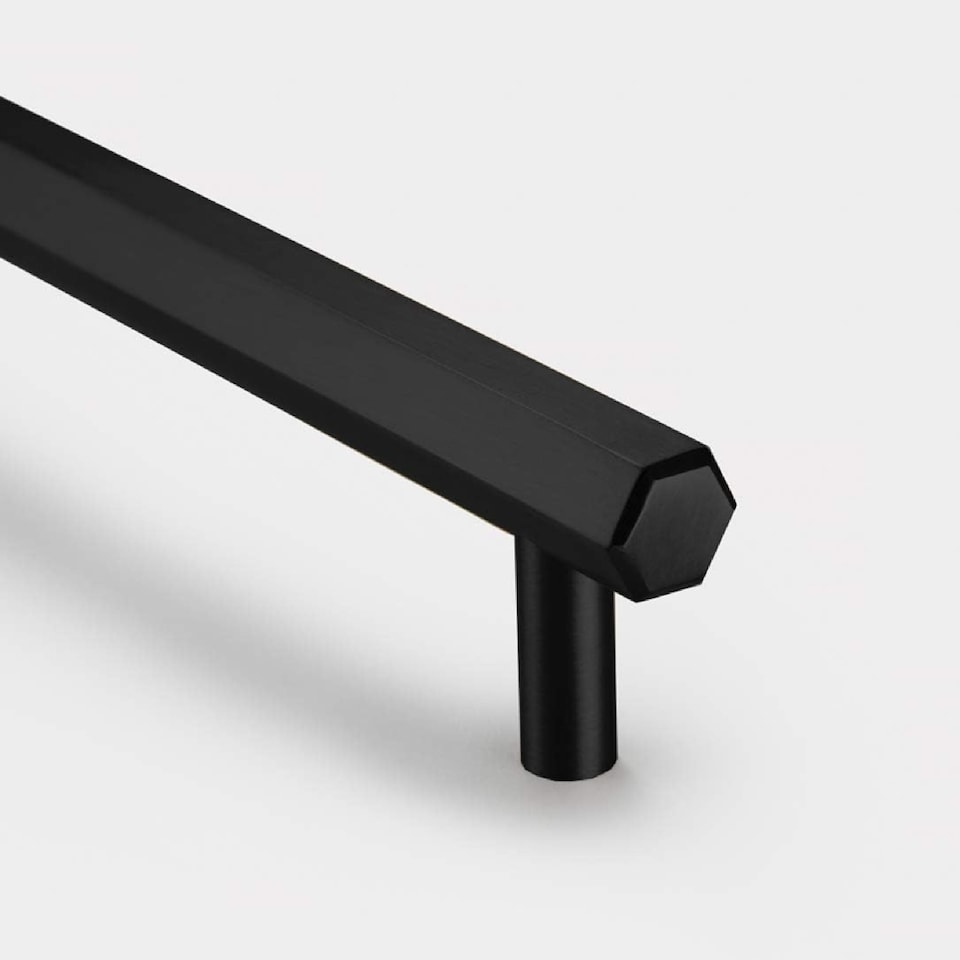 image 1 of Pushka Home Solid Brass Hexagonal Bar Handle 384mm - Black