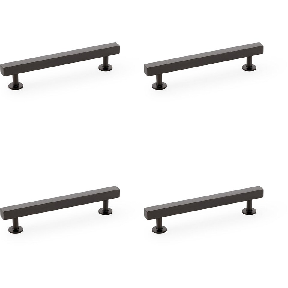 image 1 of 4 PACK - Straight Square Bar Pull Handle - Dark Bronze 128mm Centres SOLID BRASS Drawer