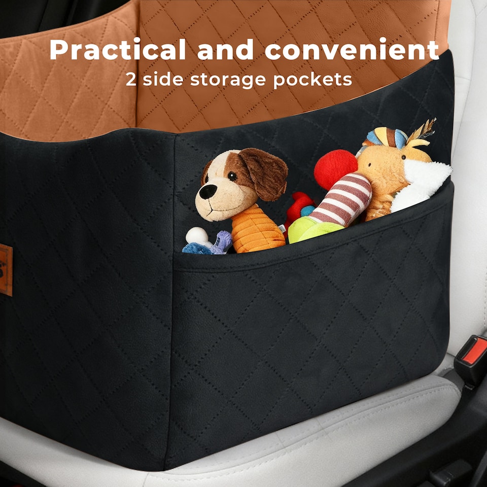 image 1 of Skylos Pet Booster Dog Car Seat Travel Carrier Bed Bag Basket Puppy | Brown | Brown