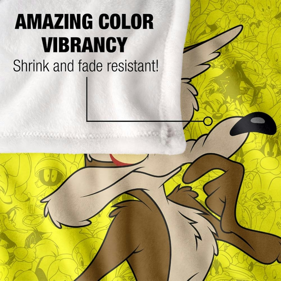image 1 of Looney Tunes Character Collage Wile E Coyote Blanket - Multicoloured - One Size
