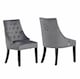 image 1 of Set of 2 Dark Grey Windsor  Velvet Dining Chair Ergonomic Scoop Knockerback & Button Tufted Wood Legs | Grey | Dark Grey