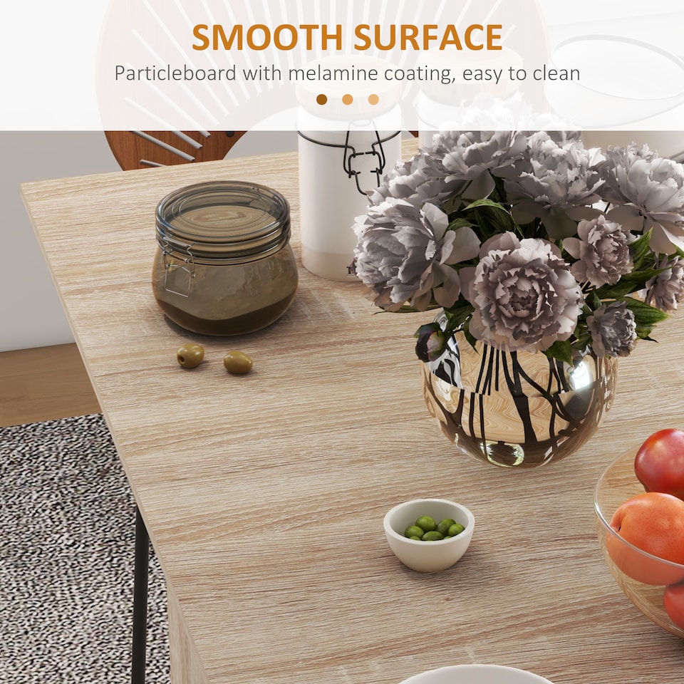 image 1 of HOMCOM Folding Dining Table, Drop Leaf Table for Small Spaces with 2-tier Shelves, Small Kitchen Table with Rolling Casters, Natural